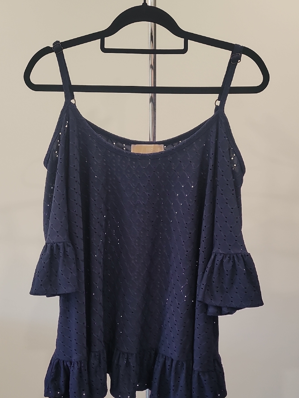 Michael Kors Navy Eyelet Cold-Shoulder Camisole